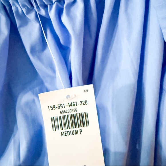 Abercrombie & Fitch Angel Sleeve Twist Front Midi Dress Blue Size Medium Petite - Picture 9 of 11